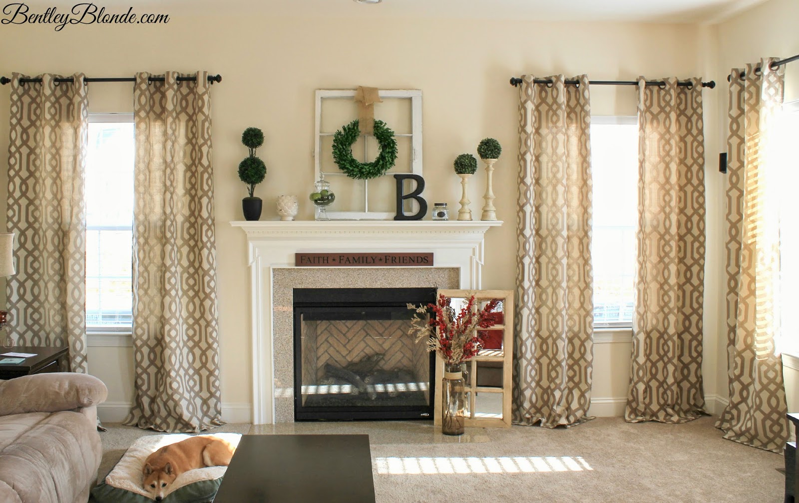 Spring Mantle Decor & Kirklands Gatehill Curtains