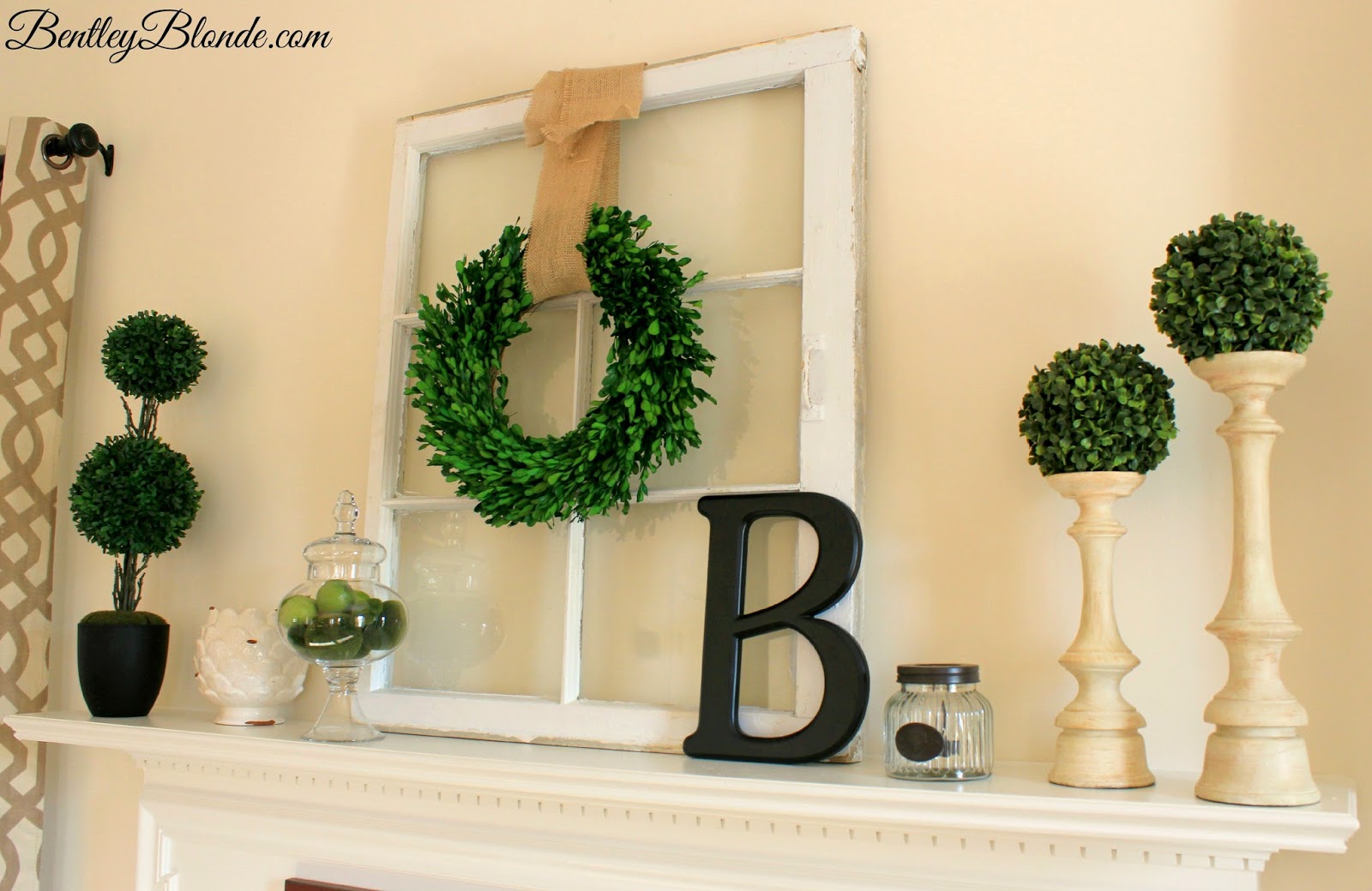 Spring Mantle Decor & Kirklands Gatehill Curtains