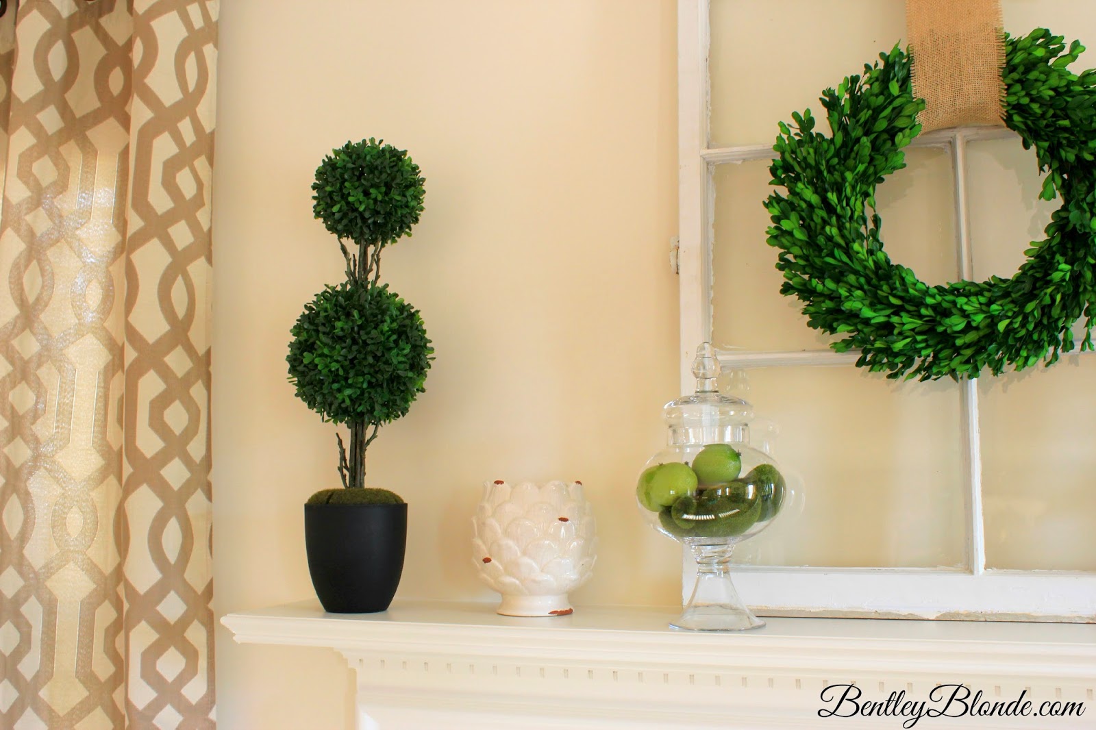Spring Mantle Decor & Kirklands Gatehill Curtains