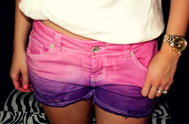 DIY: Dip Dye Shorts ♡ Ombre, Distressed, Studded Shorts How-To !