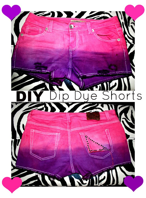 DIY: Dip Dye Shorts ♡ Ombre, Distressed, Studded Shorts How-To !