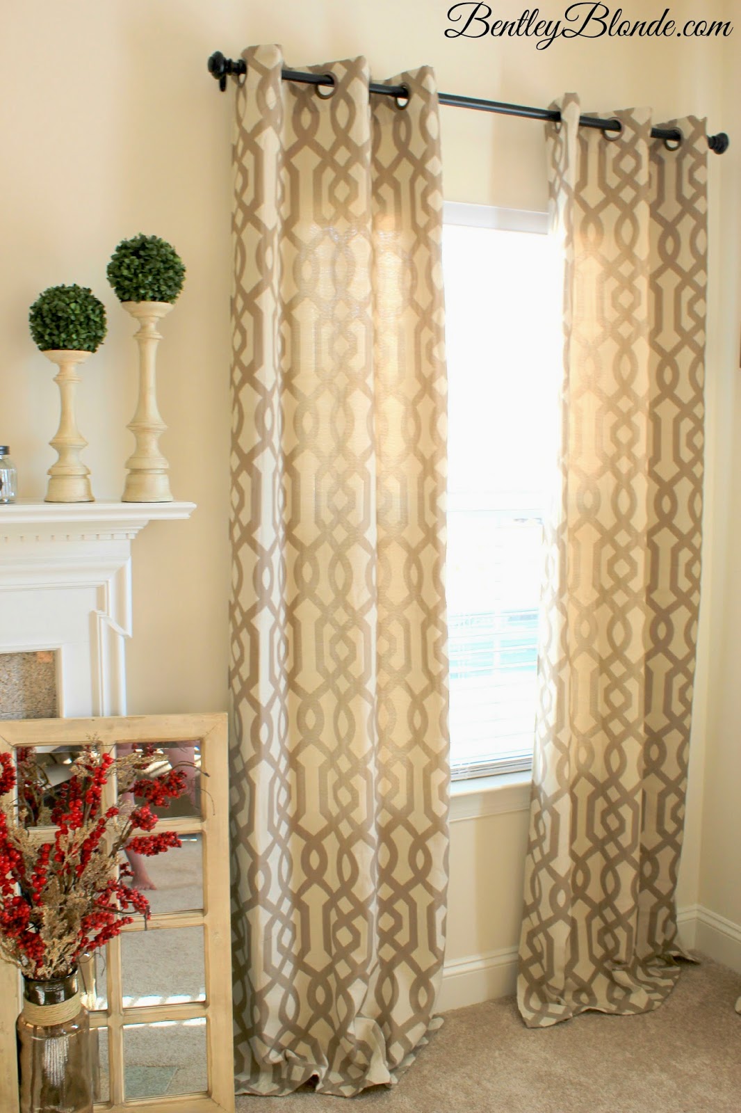 Spring Mantle Decor & Kirklands Gatehill Curtains